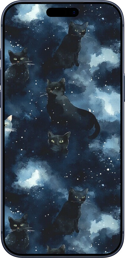 Силиконовый чехол Изображение Кошек с тёмной акварелью для Apple iPhone 17 PRO - 6521u-4030 изображение 