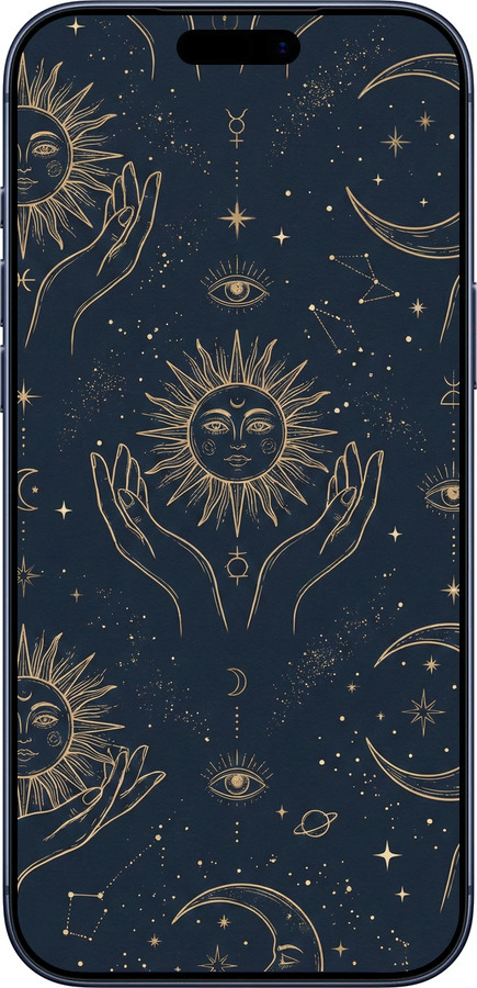 Силиконовый чехол Celestial Harmony: Sun & Moon Gold Mystic Pattern для Apple iPhone 17 PRO - 6778u-4030 изображение 