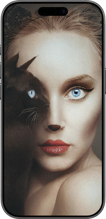 TPU чехол Взгляд женщины и кошки для Apple iPhone 17 - 4041b-4031 изображение 