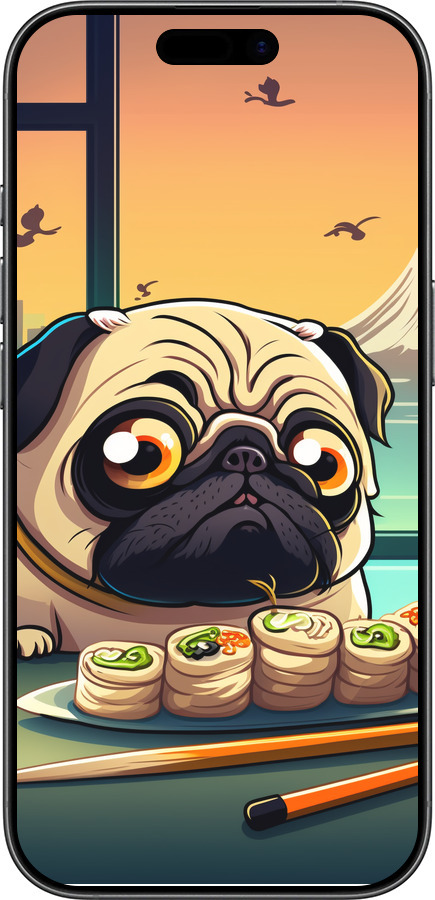 TPU чехол Мопс и суши для Apple iPhone 17 - 5588b-4031 изображение 