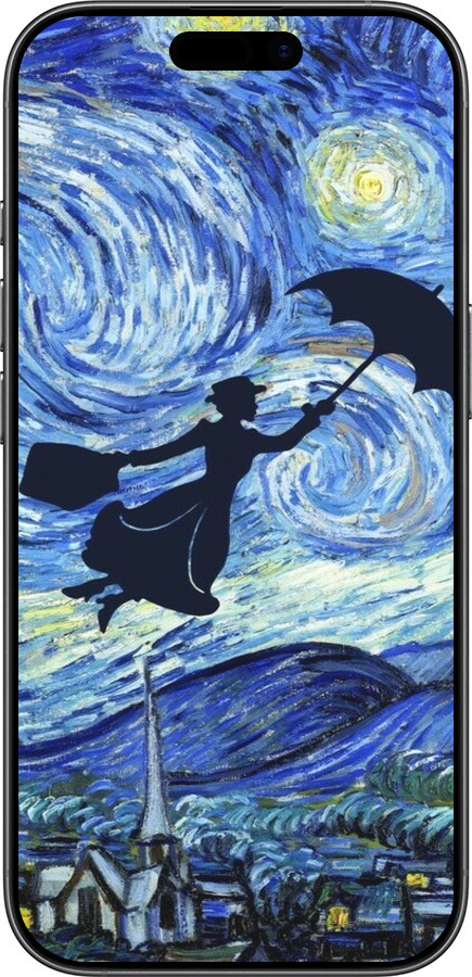 TPU чехол Із зображенням Мері Поппінс «Зоряна ніч» для Apple iPhone 17 - 6487b-4031 изображение 