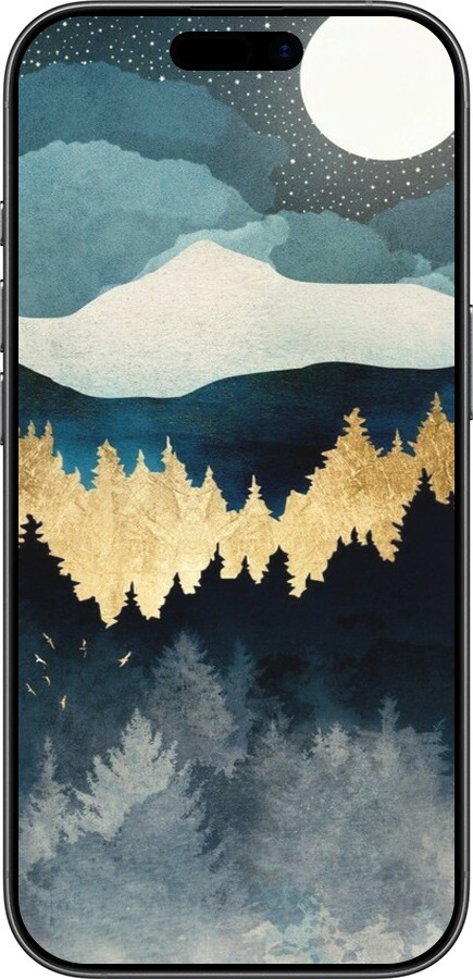 TPU чехол Ночной пейзаж с лесом и горами для Apple iPhone 17 - 6493b-4031 изображение 