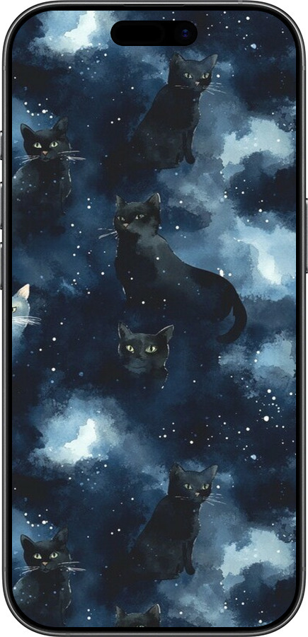 TPU чехол Изображение Кошек с тёмной акварелью для Apple iPhone 17 - 6521b-4031 изображение 