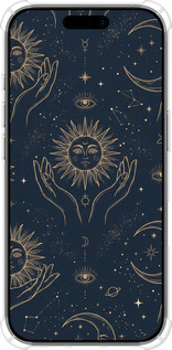 Силикон с усиленными углами чехол Celestial Harmony: Sun & Moon Gold Mystic Pattern для Apple iPhone 17 - 6778sp-4031 изображение 