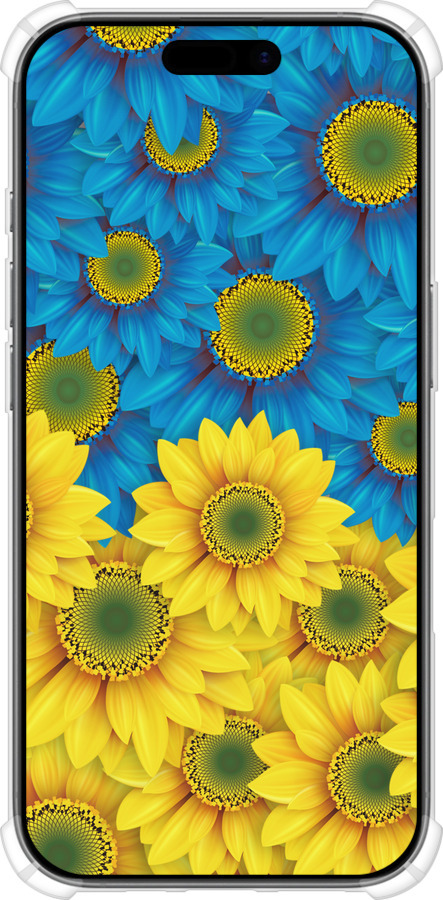 Силикон с усиленными углами чехол Жёлто-голубые цветы для Apple iPhone 17 - 1048sp-4031 изображение 