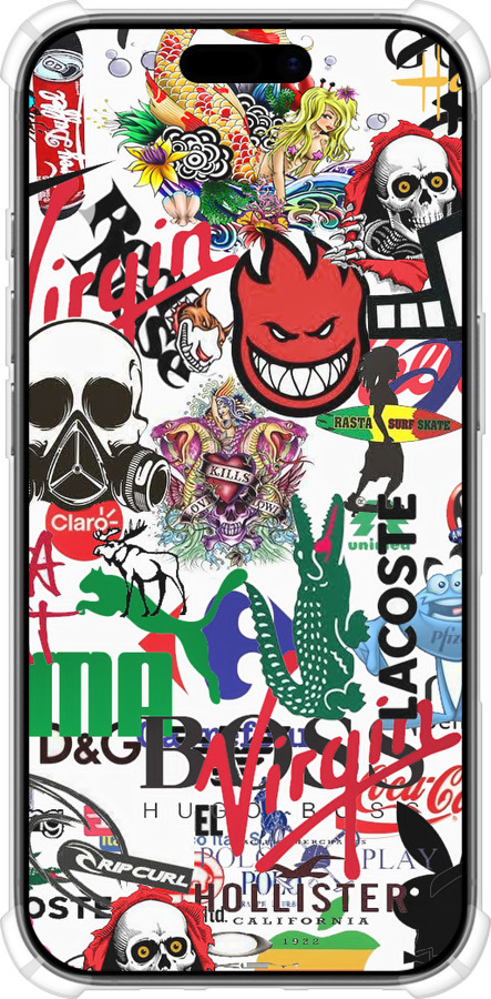 Силикон с усиленными углами чехол Many different logos для Apple iPhone 17 - 4022sp-4031 изображение 