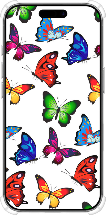 Силикон с усиленными углами чехол Красочные мотыльки для Apple iPhone 17 - 4761sp-4031 изображение 