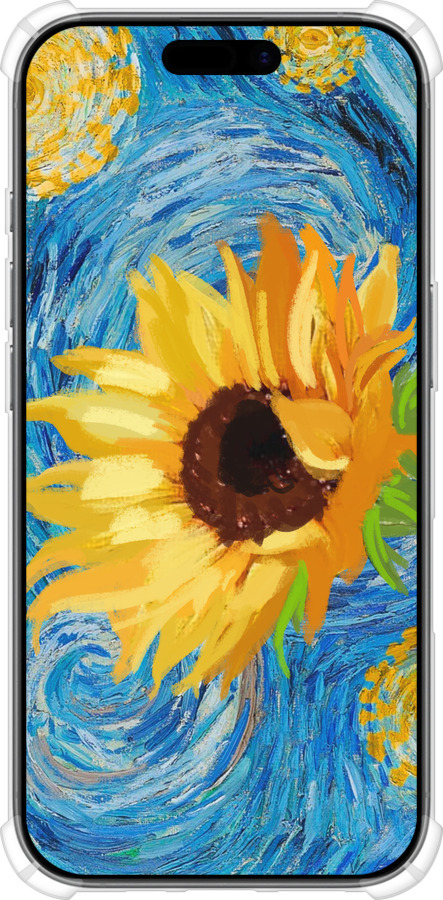 Силикон с усиленными углами чехол Цветы желто-голубые для Apple iPhone 17 - 5308sp-4031 изображение 