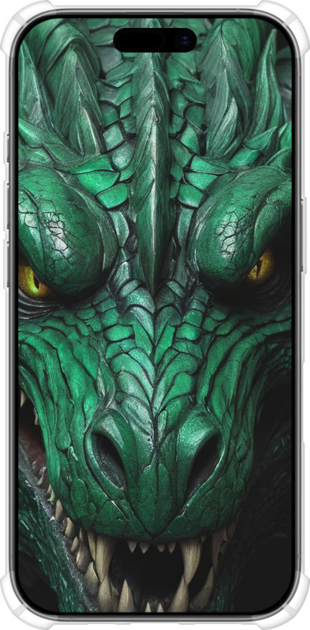 Силикон с усиленными углами чехол Зелёный дракон v2 для Apple iPhone 17 - 5817sp-4031 изображение 