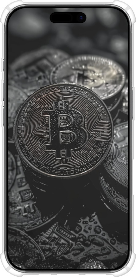Силикон с усиленными углами чехол Black Bitcoin для Apple iPhone 17 - 6090sp-4031 изображение 