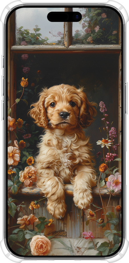 Силикон с усиленными углами чехол Щенок cocker spaniel для Apple iPhone 17 - 6136sp-4031 изображение 