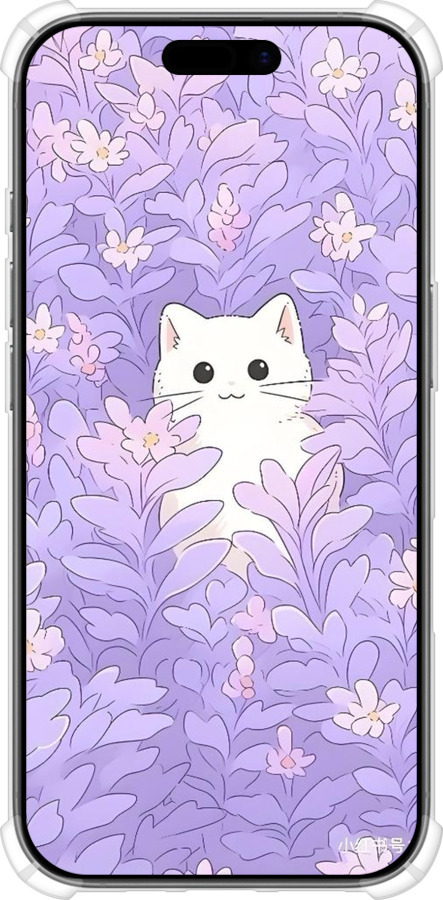 Силикон с усиленными углами чехол Котик в цветах для Apple iPhone 17 - 6390sp-4031 изображение 