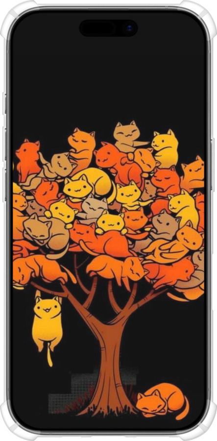 Силикон с усиленными углами чехол Дерево и котики для Apple iPhone 17 - 6516sp-4031 изображение 