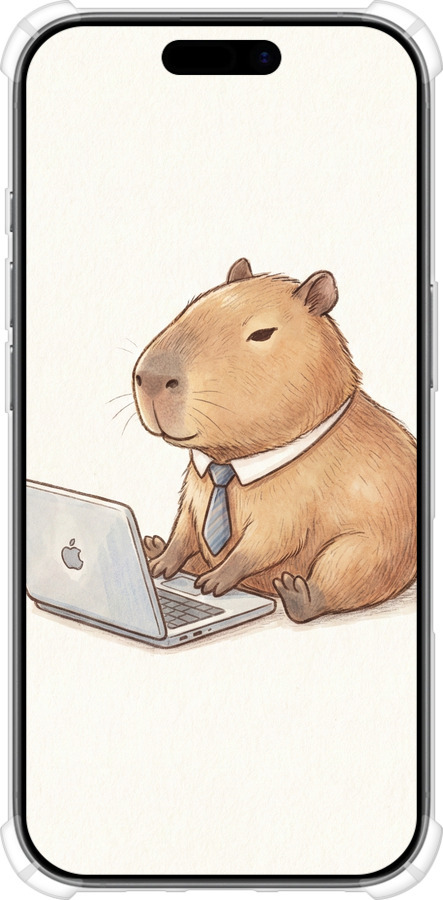 Силикон с усиленными углами чехол Funny Capybara CEO Working для Apple iPhone 17 - 6777sp-4031 изображение 