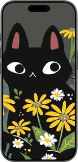 Силиконовый чехол Черный кот с цветами для Apple iPhone 17 - 6448u-4031 изображение 