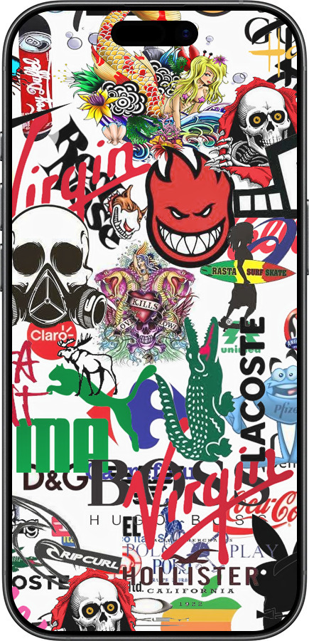 Силиконовый чехол Many different logos для Apple iPhone 17 - 4022u-4031 изображение 