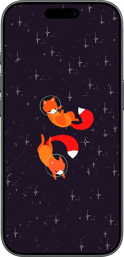 Силиконовый чехол Лисички в космосе для Apple iPhone 17 - 4519u-4031 изображение 