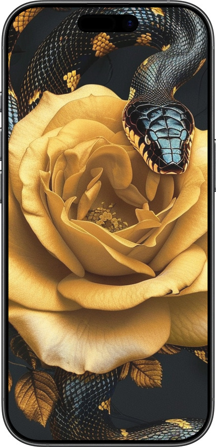 Силіконовий чехол Black snake and golden rose для Apple iPhone 17 - 6068u-4031 изображение 