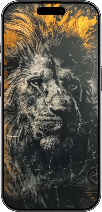 Силиконовый чехол Лев в золотых красках для Apple iPhone 17 - 6155u-4031 изображение 