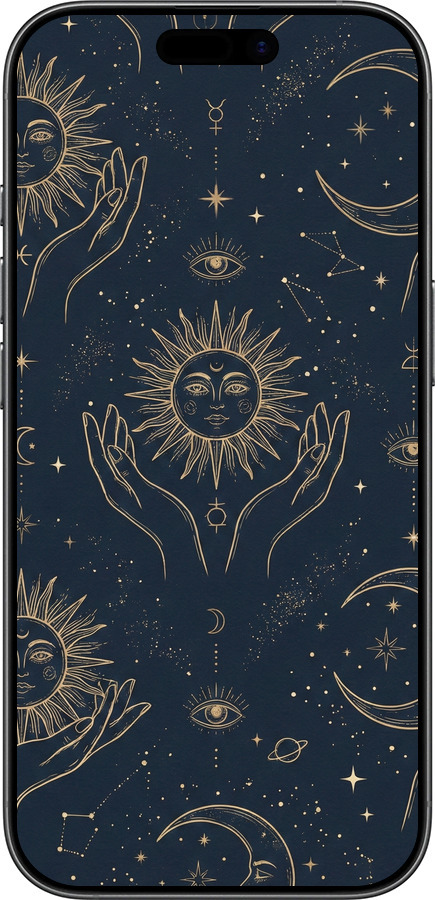 Силиконовый чехол Celestial Harmony: Sun & Moon Gold Mystic Pattern для Apple iPhone 17 - 6778u-4031 изображение 