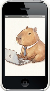 3D пластиковый матовый чехол Funny Capybara CEO Working для Apple iPhone 3Gs - 6777m-34 изображение 