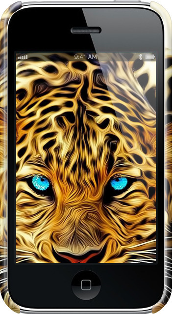 3D пластиковый матовый чехол Леопард для Apple iPhone 3Gs - 6611m-34 изображение 