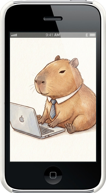 3D пластиковый матовый чехол Funny Capybara CEO Working для Apple iPhone 3Gs - 6777m-34 изображение 