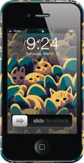 3D пластиковый глянцевый чехол С изображением кошек для Apple iPhone 4s - 6429c-12 изображение 
