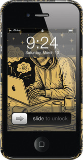 3D пластиковий глянцевий чехол The Overthinker для Apple iPhone 4 - 6774c-15 изображение 