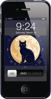 3D пластиковый глянцевый чехол Cute Cat Celestial/Witchy для Apple iPhone 4s - 6787c-12 изображение 