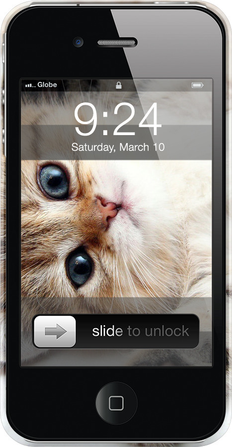 3D пластиковый глянцевый чехол Котик для Apple iPhone 4 - 6024c-15 изображение 