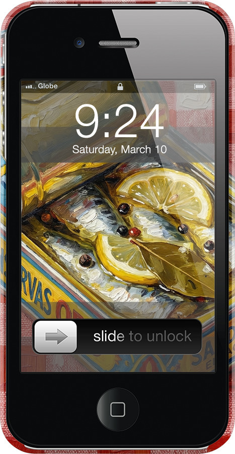 3D пластиковый глянцевый чехол Vintage Sardine Tin Phone для Apple iPhone 4 - 6772c-15 изображение 