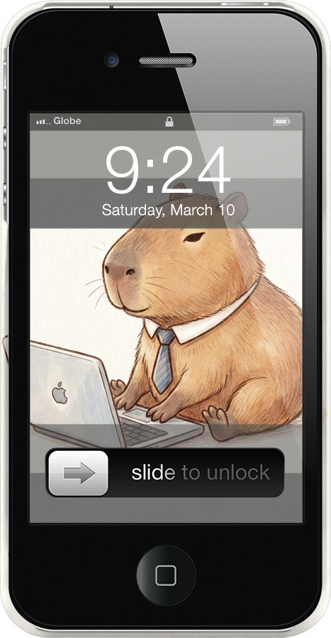 3D пластиковый глянцевый чехол Funny Capybara CEO Working для Apple iPhone 4 - 6777c-15 изображение 