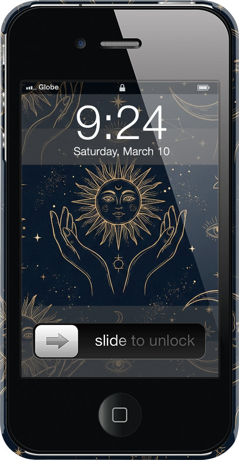 3D пластиковый глянцевый чехол Celestial Harmony: Sun & Moon Gold Mystic Pattern для Apple iPhone 4 - 6778c-15 изображение 