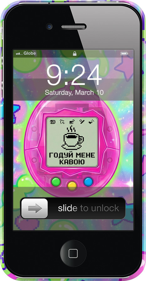 3D пластиковый глянцевый чехол Y2K Aesthetic Retro Pet: Годуй мене кавою для Apple iPhone 4s - 6784c-12 изображение 