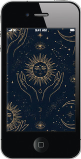 2D пластиковый чехол Celestial Harmony: Sun & Moon Gold Mystic Pattern для Apple iPhone 4 - 6778t-15 изображение 