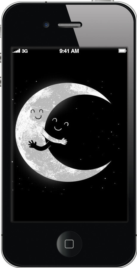 2D пластиковый чехол Лунные объятия для Apple iPhone 4s - 6508t-12 изображение 