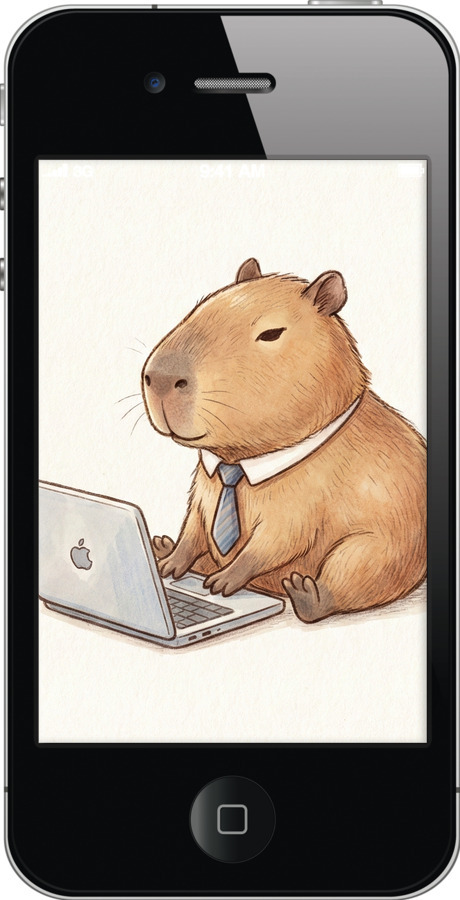 2D пластиковый чехол Funny Capybara CEO Working для Apple iPhone 4s - 6777t-12 изображение 