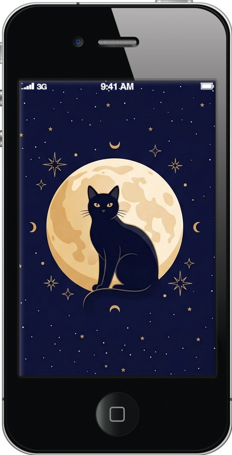 2D пластиковый чехол Cute Cat Celestial/Witchy для Apple iPhone 4s - 6787t-12 изображение 