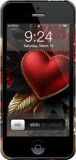 3D пластиковый глянцевый чехол Сердечки v2 для Apple iPhone 5s - 5832c-21 изображение 