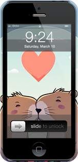 3D пластиковий матовий чехол Капібара кохання для Apple iPhone 5s - 6027m-21 изображение 
