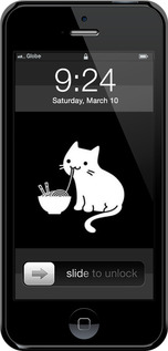 3D пластиковый глянцевый чехол С милым котом на черном фоне для Apple iPhone 5 - 6528c-18 изображение 