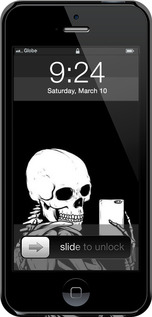 3D пластиковый глянцевый чехол Скелет делает Selfie для Apple iPhone SE - 6535c-214 изображение 