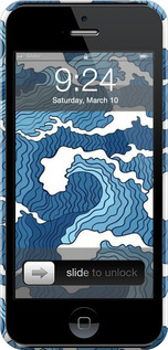 3D пластиковый глянцевый чехол Абстрактный рисунок морских волн для Apple iPhone SE - 6538c-214 изображение 