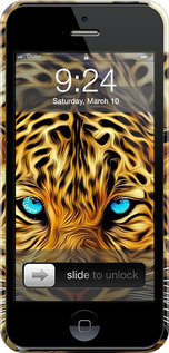 3D пластиковий глянцевий чехол Леопард для Apple iPhone 5 - 6611c-18 изображение 