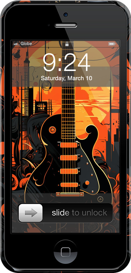 3D пластиковий глянцевий чехол Гитара для Apple iPhone 5 - 5957c-18 изображение 