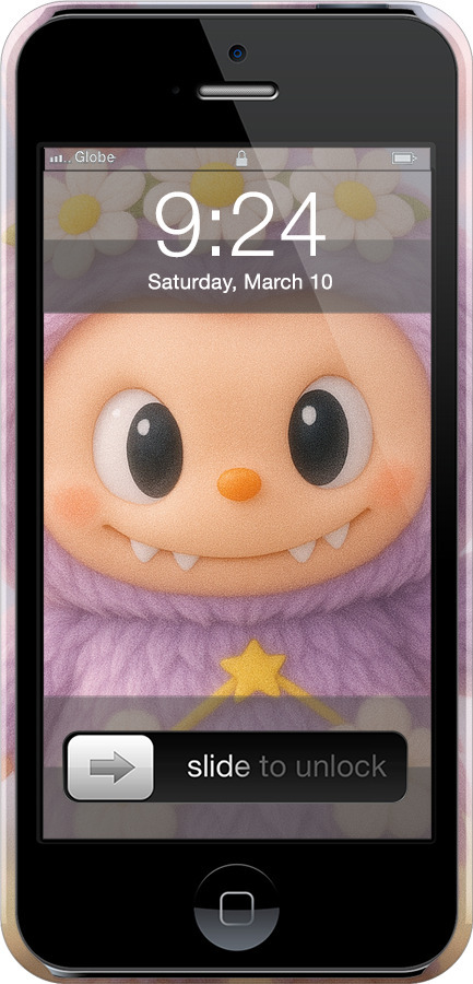 3D пластиковий матовий чехол Лабубу 1 для Apple iPhone 5s - 6709m-21 изображение 