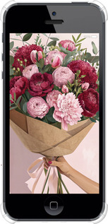 Силіконовий протиударний с посиленими кутами чехол Півонії 1 для Apple iPhone SE - 6705sp-214 изображение 