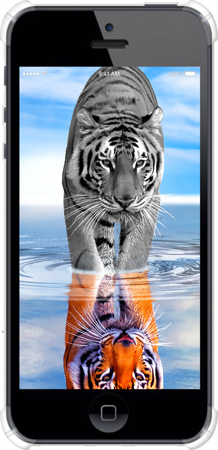 Силіконовий протиударний с посиленими кутами чехол Тигр для Apple iPhone 5 - 6016sp-18 изображение 
