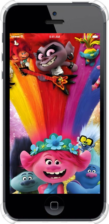 Силіконовий протиударний с посиленими кутами чехол Тролі для Apple iPhone 5s - 6343sp-21 изображение 